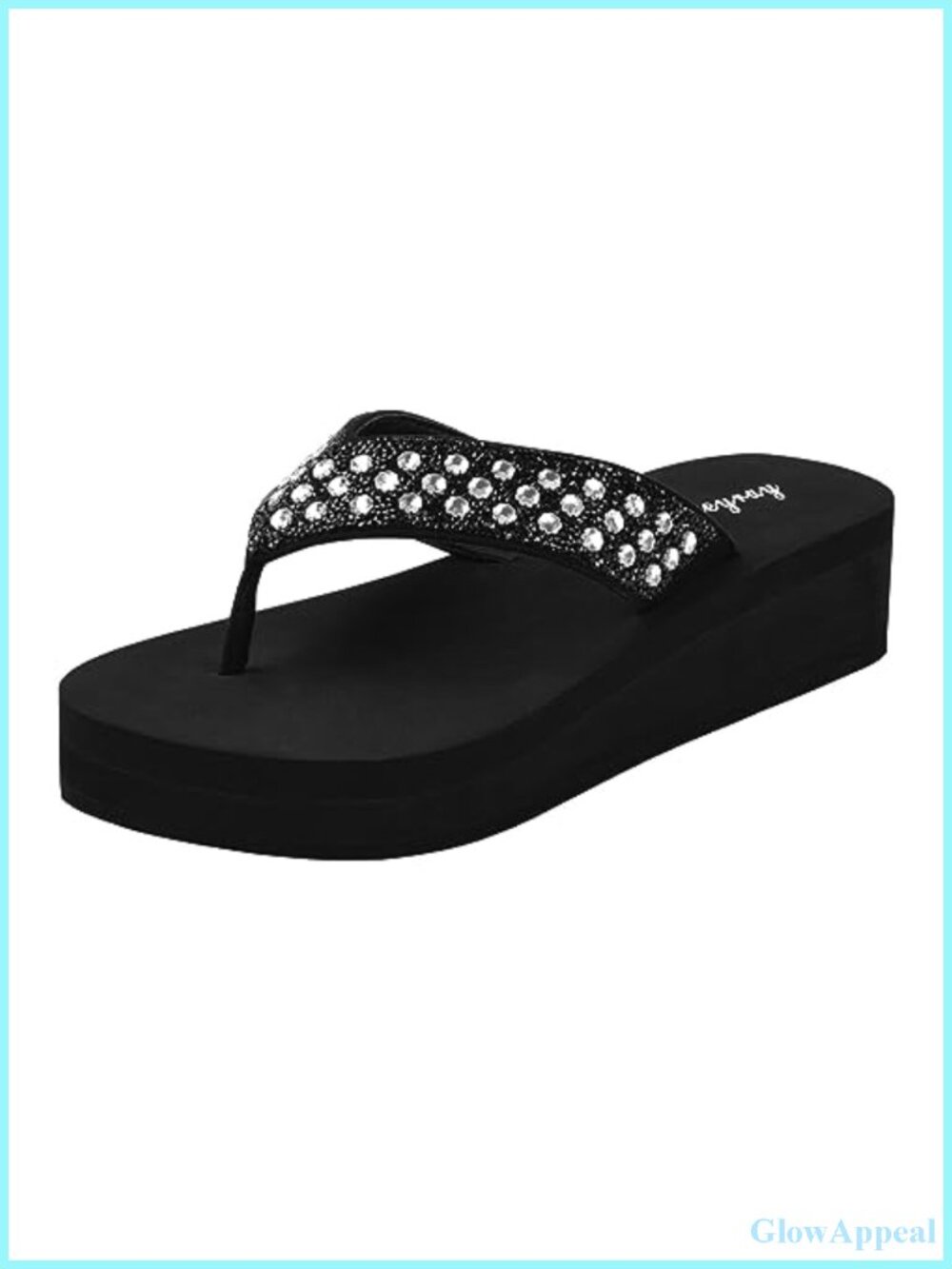Rhinestone Wedge Flip Flops - Memory Foam EVA Comfort Sandals